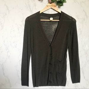 J. Crew | Dark Gray Button Up V-Neck Cardigan